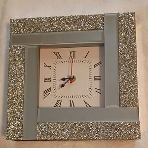 Silver Glitter Wall Clock